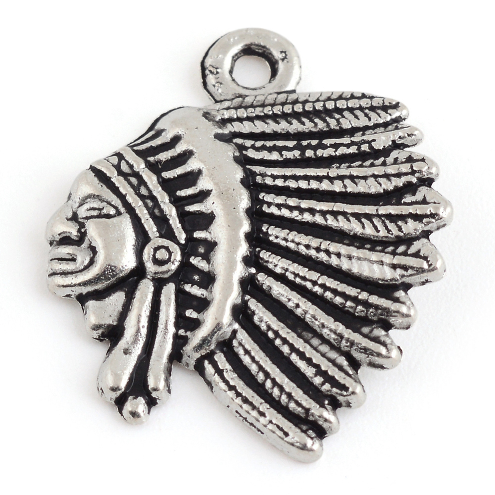 PandaHall Tibetan Style Alloy Pendants, Indian, Lead Free & Nickel Free, Antique Silver, 22x18.5x2mm, Hole: 2mm Alloy Human