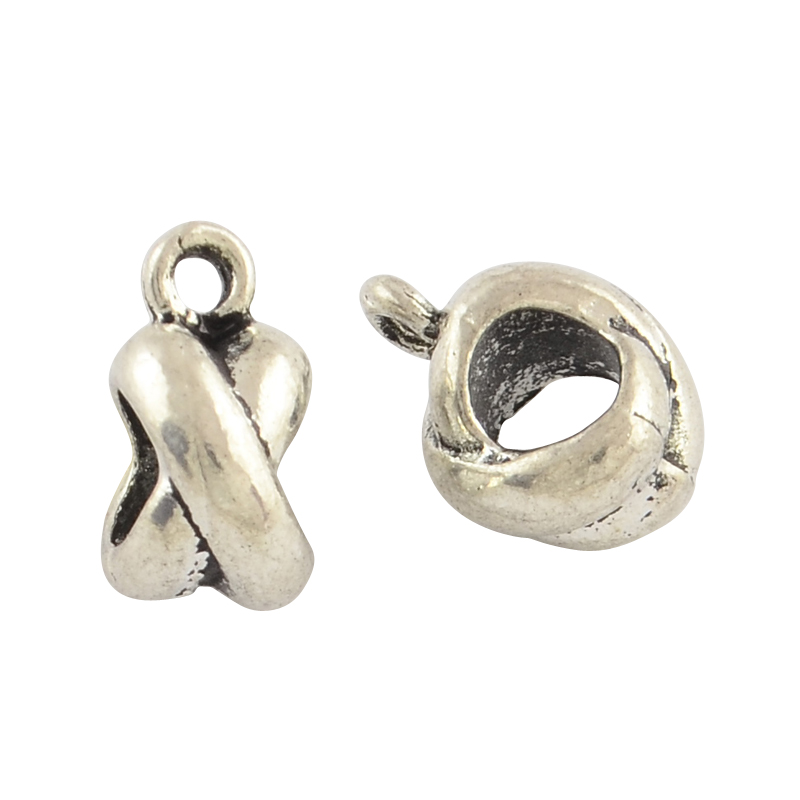 PandaHall Tibetan Style "X" Shape Alloy Hanger Links, Bail beads, Lead Free & Nickel Free, Antique Silver, 11.5x6x8.5mm, Hole: 2~5mm Alloy X...