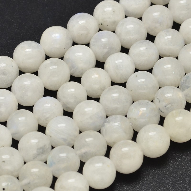 PandaHall Round Grade A Natural Moonstone Bead Strands, 10mm, Hole: 1mm; about 41pcs/strand, 15.5" Moonstone Round
