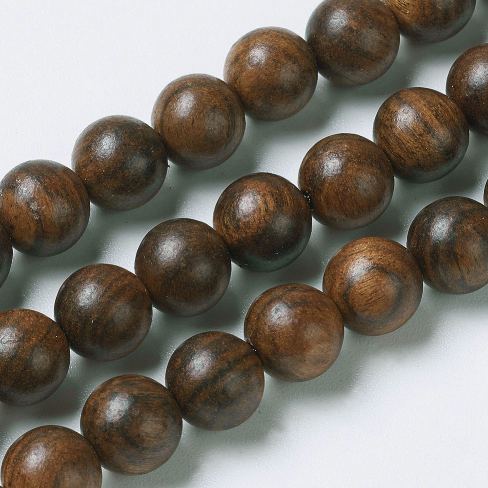 PandaHall Natural Wood Beads, Round, CoconutBrown, 6mm, Hole: 1mm; about 63pcs/strand, 14.9"(38cm) Wood Round Brown