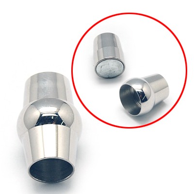 PandaHall 304 Stainless Steel Magnetic Clasps, Oval, 15.5x10mm, Hole: 6mm Stainless Steel Oval