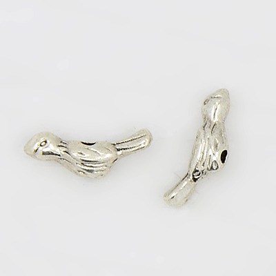 PandaHall Antique Silver Tone Alloy Beads, Bird, Lead Free and Cadmium Free, 12mm long, 4mm wide, 3.5mm thick, hole: 1mm Alloy Bird