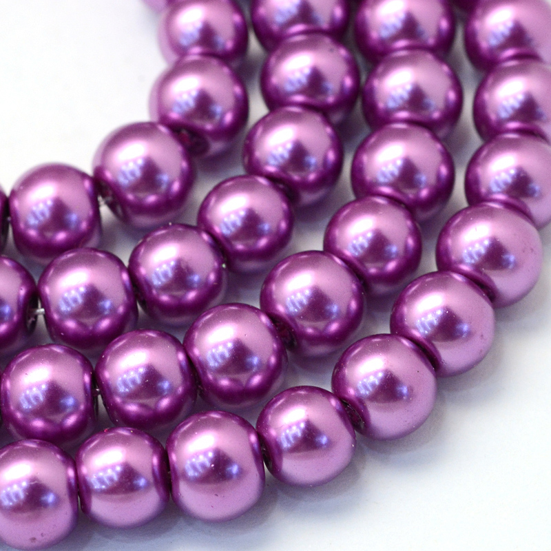 PandaHall Baking Painted Pearlized Glass Pearl Round Bead Strands, MediumOrchid, 4~5mm, Hole: 1mm; about 210pcs/strand, 31.4" Glass Round...