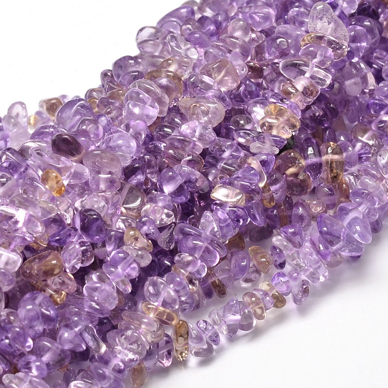 PandaHall Natural Ametrine Chip Beads Strands, 5~14x4~10mm, Hole: 1mm; about 15.5"~16.1" Ametrine Chip
