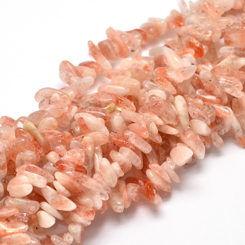 PandaHall Natural Sunstone Chip Beads Strands, 8~30x5~12mm, Hole: 1mm; about 15.3"~15.7" Sunstone Chip