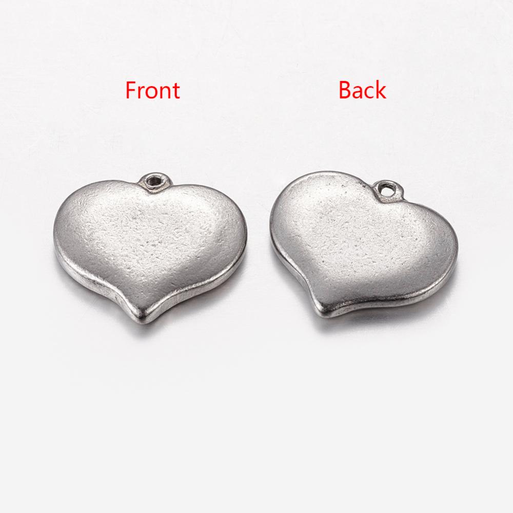 PandaHall Handmade Valentines Day Gifts Ideas for Him 304 Stainless Steel Pendants, Heart, Stainless Steel Color, 17x16x2.5mm, Hole: 1mm...