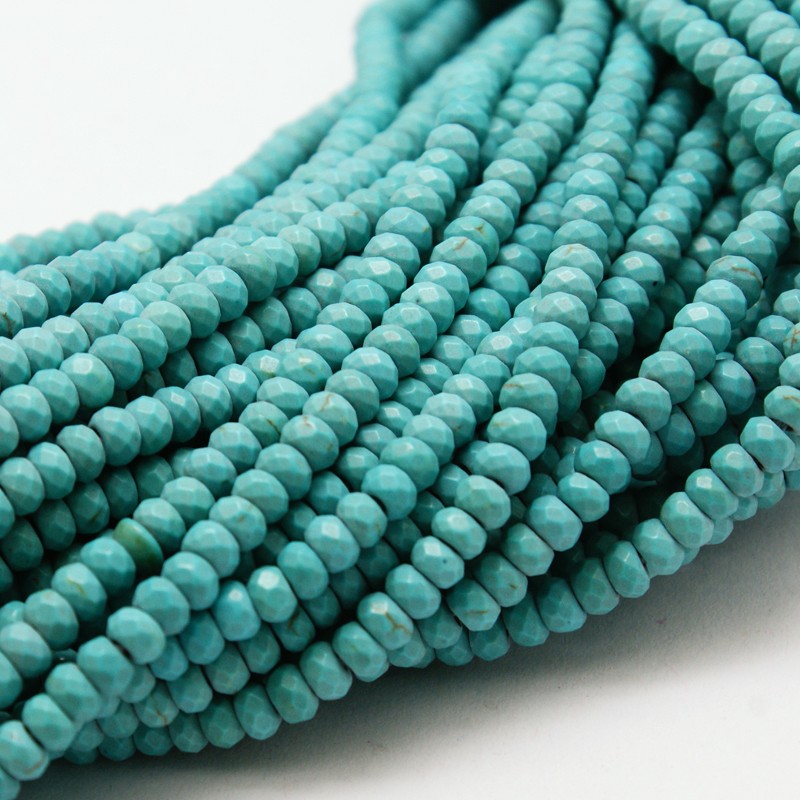 PandaHall Dyed Natural White Jade Bead Strands, Faceted Rondelle, Turquoise, 4x2mm, Hole: 1mm; about 150pcs/strand, 14.9" White Jade...