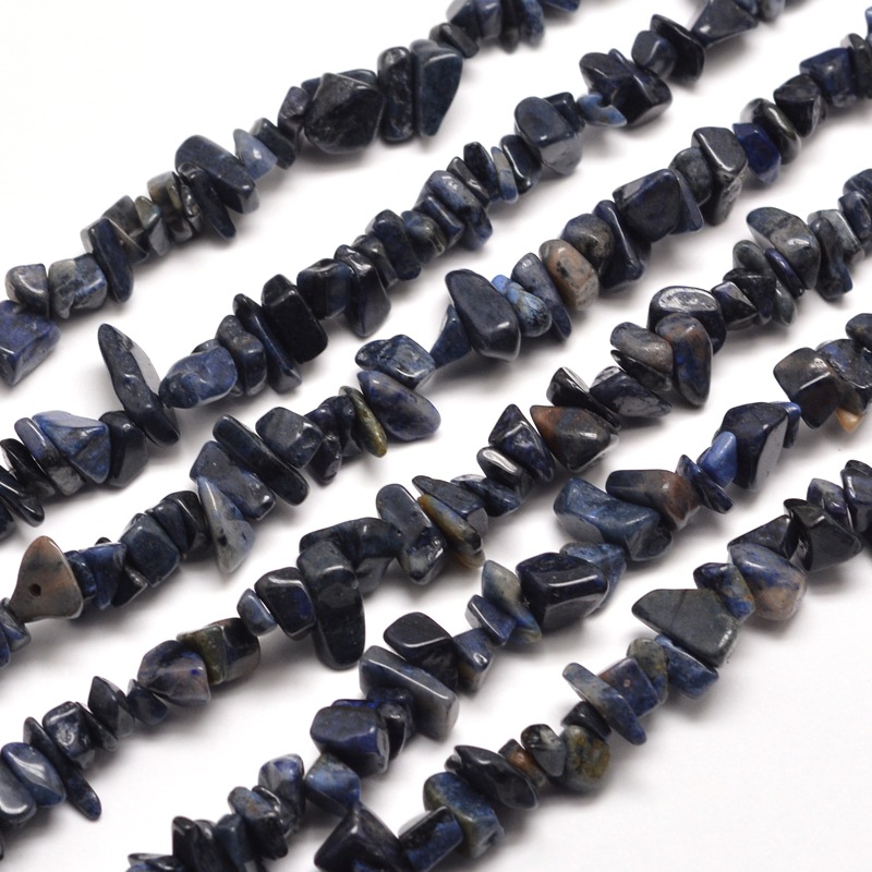 PandaHall Natural Blue Spot Stone Chip Bead Strands, 5~8x5~8mm, Hole: 1mm; about 31.5" Blue Spot Stone Chip