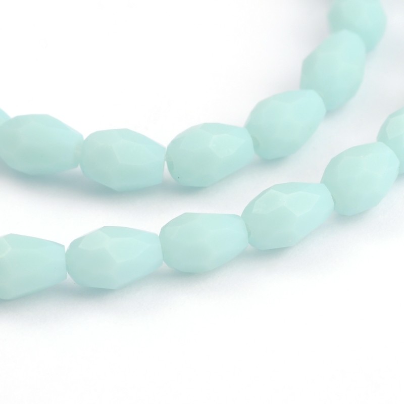 PandaHall Faceted Drop Glass Bead Strands, LightBlue, 5x3mm, Hole: 1mm; about 100pcs/strand, 19" Glass Drop Blue