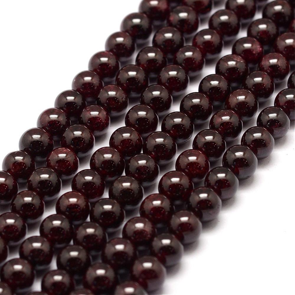 PandaHall Natural Garnet Bead Strands, Round, 6.5mm, Hole: 1mm; about 63pcs/strand, 15.3'' Garnet Round