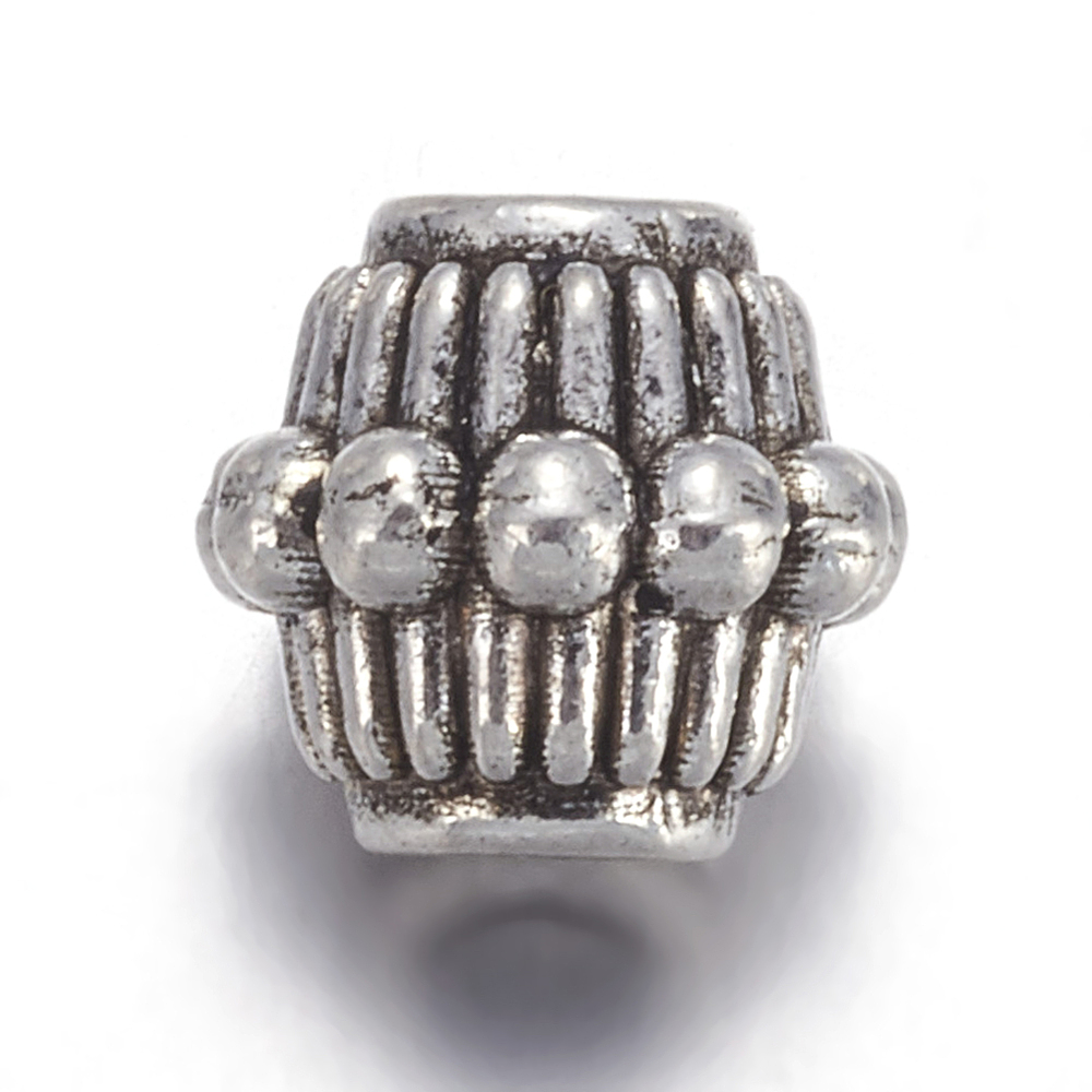 PandaHall Antique Silver Tibetan Silver Bicone Beads, Lead Free, about 7.5mm wide, 6mm long, Hole: 2mm Alloy Bicone