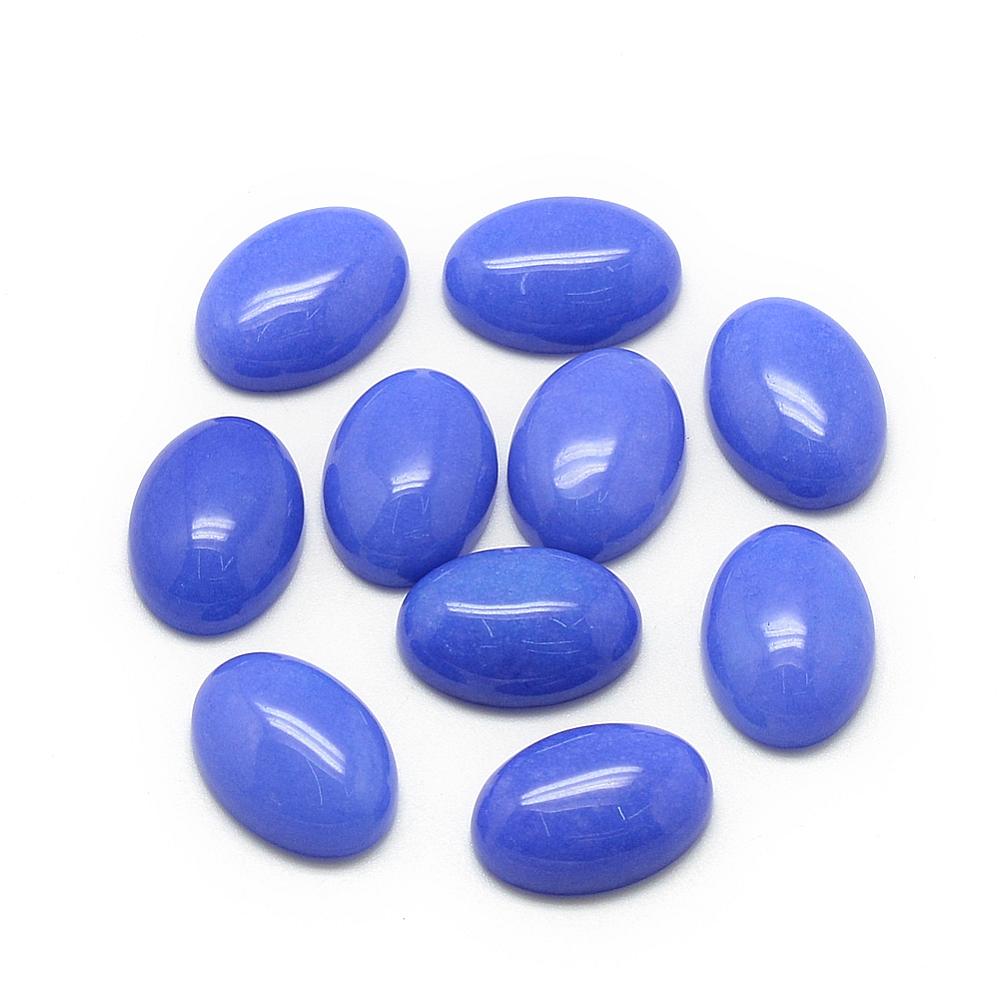 PandaHall Natural White Jade Cabochons, Dyed, Oval, RoyalBlue, 18x13x5mm White Jade Oval Blue