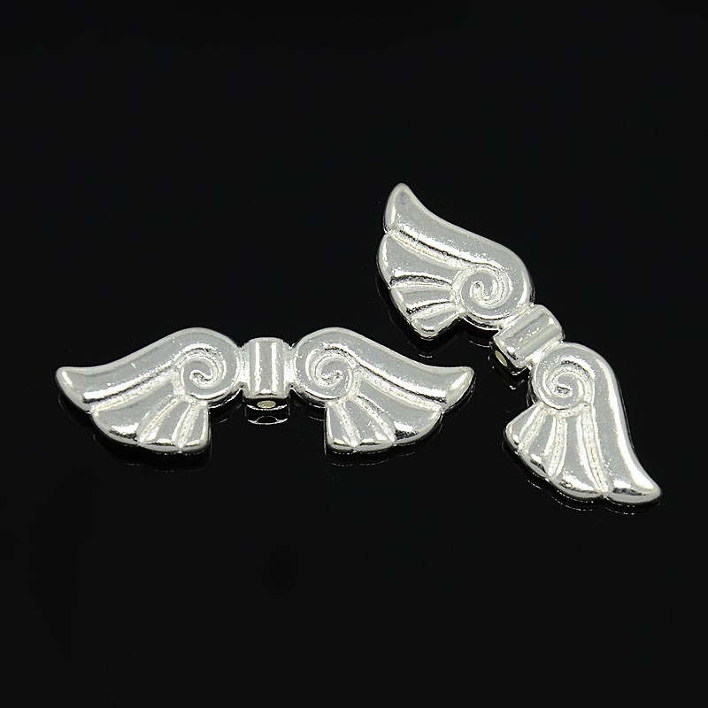 PandaHall Tibetan Silver Beads, Lead Free & Cadmium Free & Nickel Free, Angel Wing, Silver, Lead Free and Nickel Free, 45x14x4.5mm Alloy...
