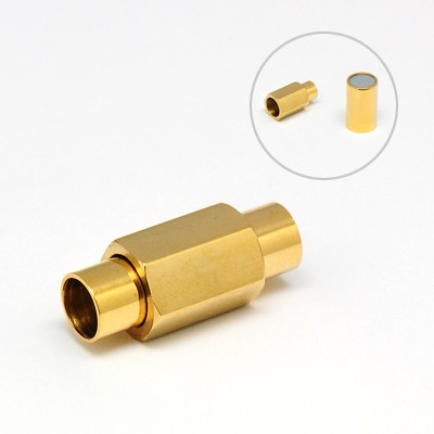PandaHall 304 Stainless Steel Magnetic Clasps, Column, Golden, 20mm, Hole: 5mm; In Diameter: 8mm Stainless Steel Column