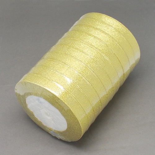 PandaHall Sparkle Ribbon, DIY Material for Organza Bow, Double Sided, Golden Color, Size: about 1/2"(12mm) wide, 25yards/roll(22.86m/roll)...