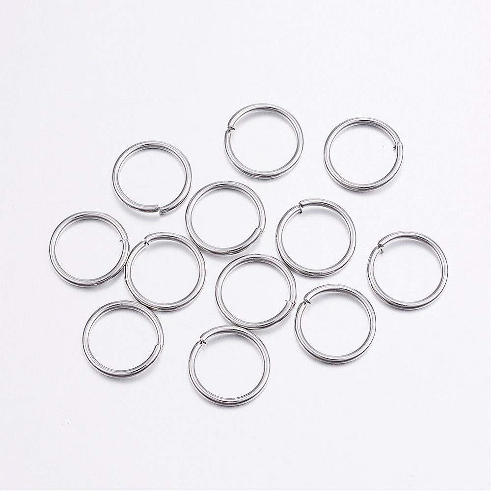 PandaHall 304 Stainless Steel Close but Unsoldered Jump Rings, Stainless Steel Color, 12x1.2mm Stainless Steel Ring