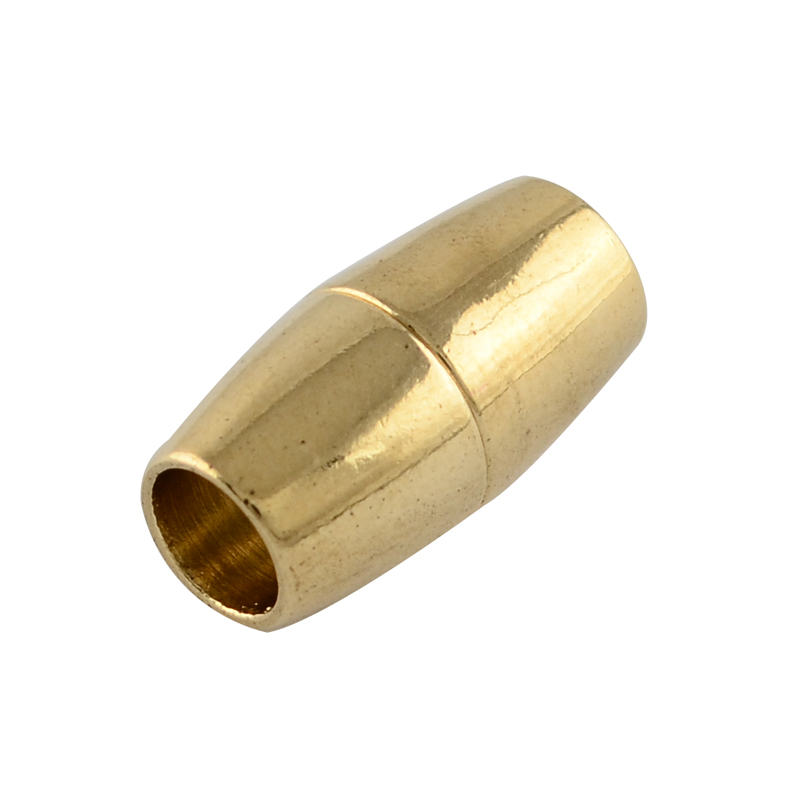 PandaHall Barrel Brass Magnetic Clasps, Golden, 16x8mm, Hole: 5mm Brass Barrel