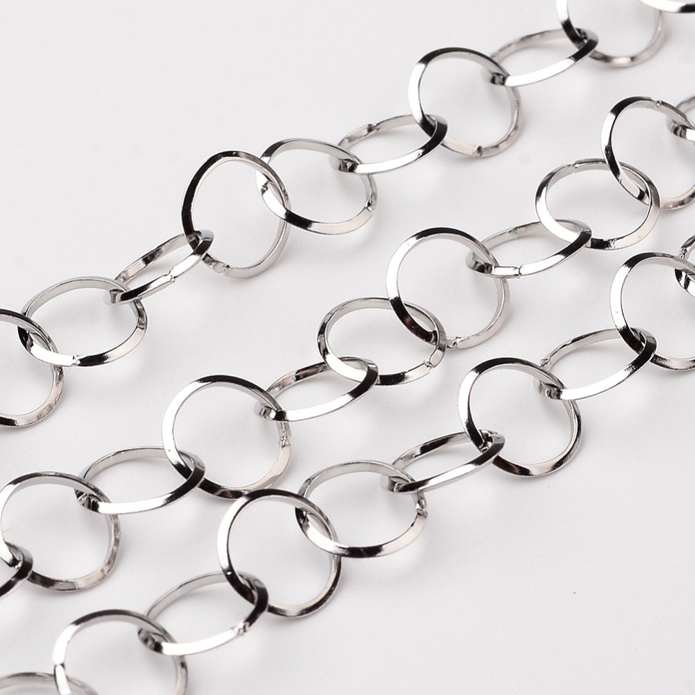 PandaHall 304 Stainless Steel Rolo Chains, Stainless Steel Color, 8x1mm Stainless Steel