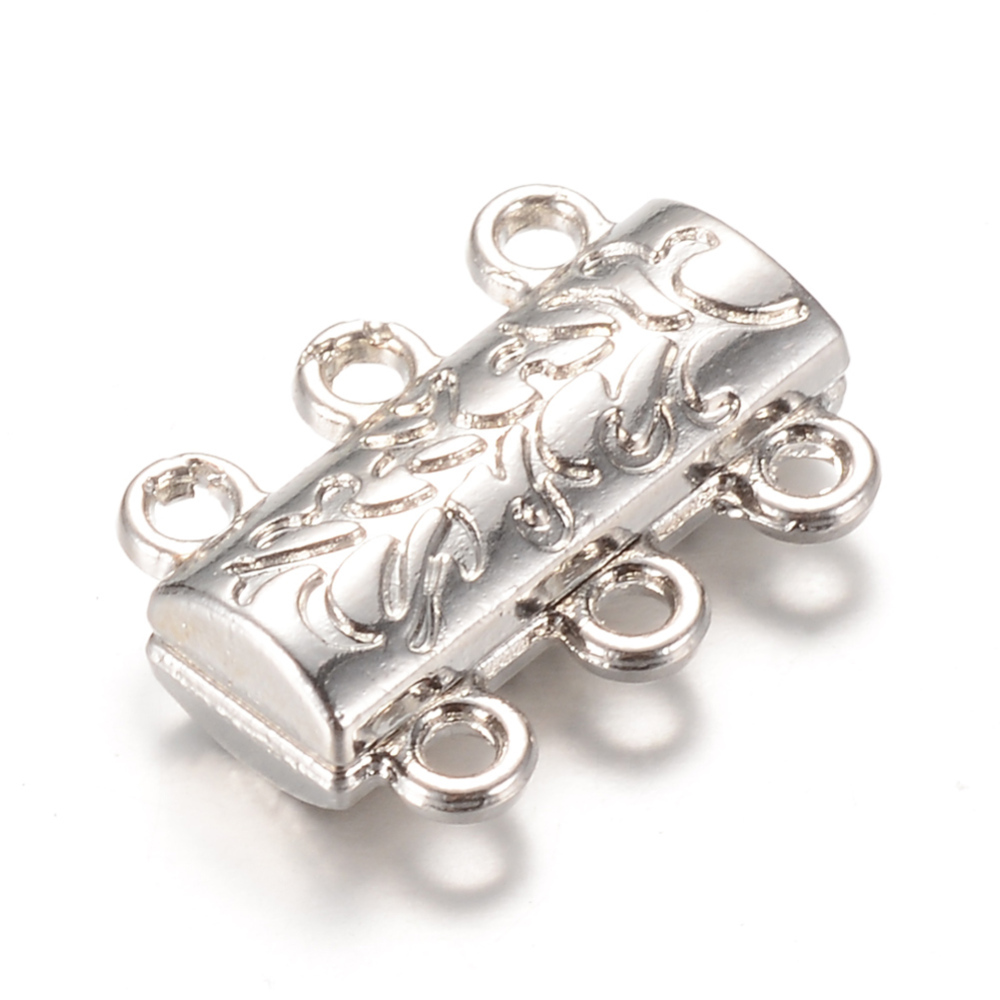 PandaHall Alloy Magnetic Clasps, Platinum, 14x19x6mm, Hole: 2mm Alloy Others