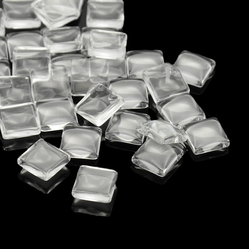 PandaHall Transparent Glass Square Cabochons, Clear, 25x25x6mm Glass Square Clear