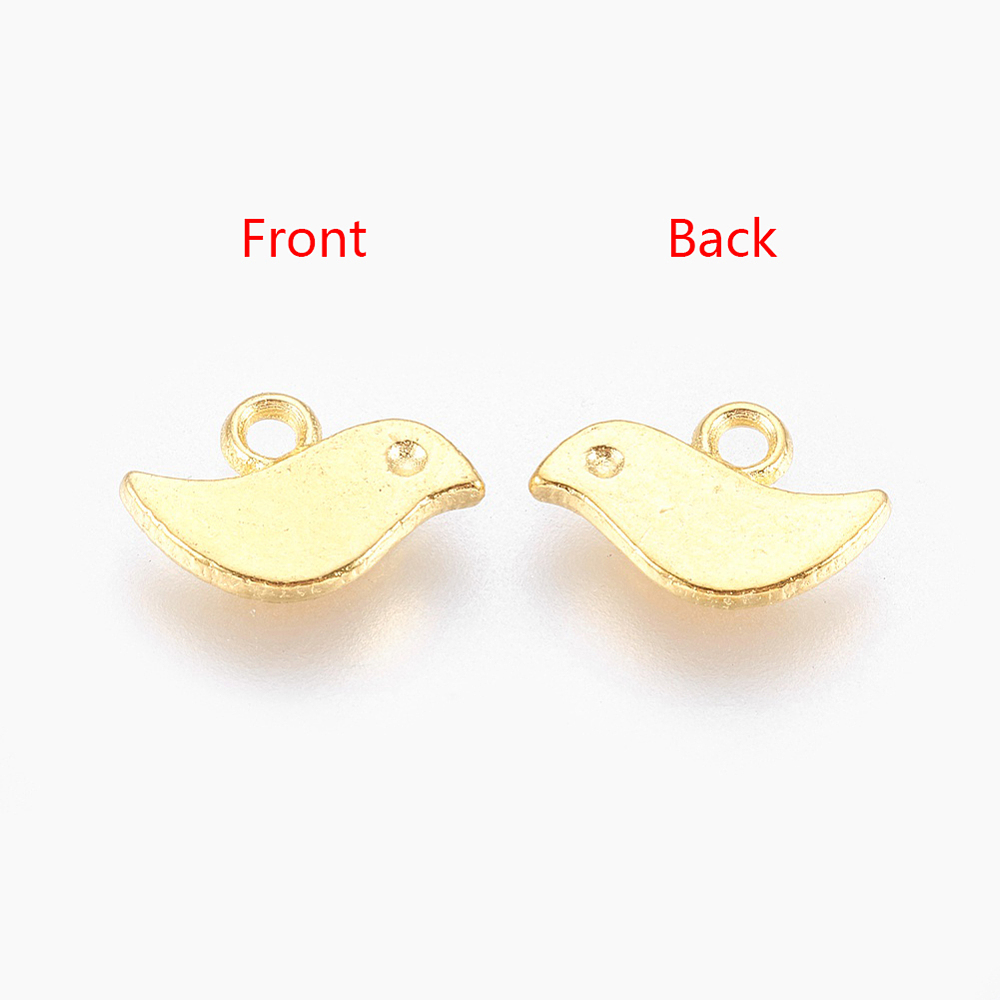 PandaHall Tibetan Style Charms, Lead Free & Nickel Free, Bird, Golden, 7x11x1mm, Hole: 1mm Alloy Bird