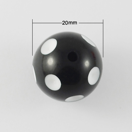 PandaHall 20MM Chunky Bubblegum Acrylic Round Beads, Black, 20x19mm, Hole: 3mm Acrylic Round Black