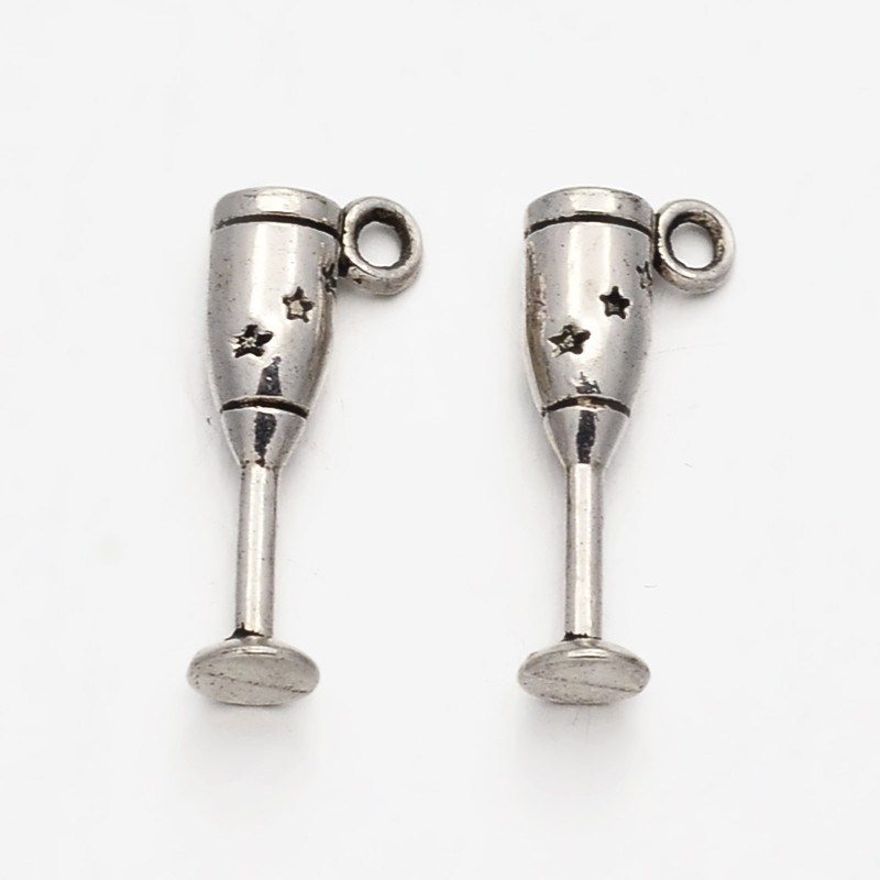 PandaHall Alloy Pendants, Cadmium Free, Nickel Free and Lead Free, Cup, Antique Silver Color, 20x9x5mm, Hole: 2mm Alloy Tableware