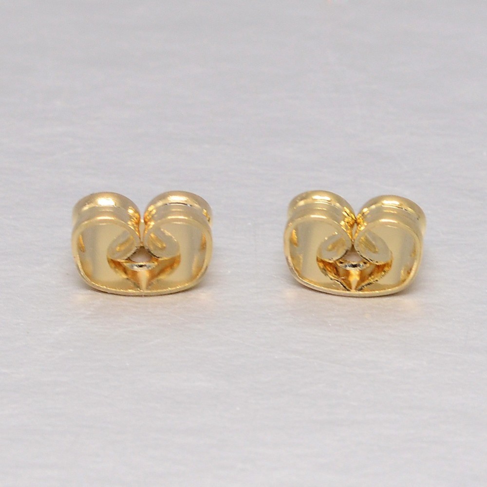 PandaHall Real Gold Plating Brass Ear Nuts, Lead Free & Cadmium Free & Nickel Free, 6x4.5x3mm, Hole: 0.8mm Brass