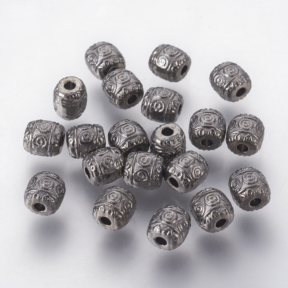 PandaHall Tibetan Style Beads, Lead Free & Cadmium Free & Nickel Free, Barrel, Gunmetal Color, about 6mm in diameter, 6mm long, hole: 2mm...