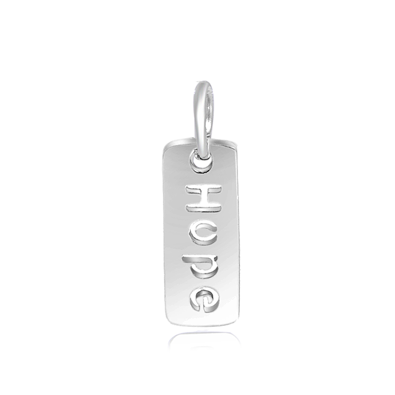 PandaHall 316 Stainless Steel Pendants, Rectangle, with Word Hope, Stainless Steel Color, 17x6x1mm, Hole: 5mm Stainless Steel Rectangle