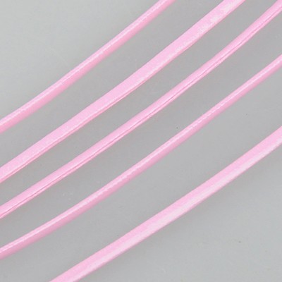 PandaHall Imitation Leather Cord, Flat PU Leather, Pink, 2x1mm; 100yard/bundle Imitation Leather Flat Pink