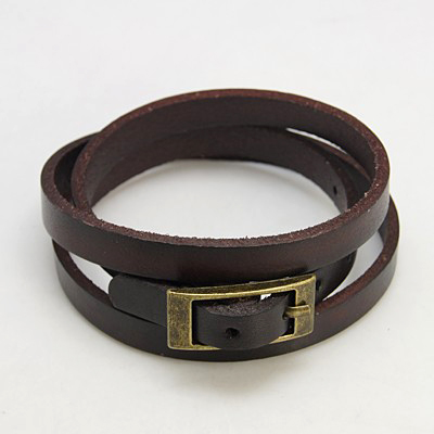 PandaHall Leather Triple Wrap Bracelets, with Iron Clasps, CoconutBrown, 23-5/8"~24-1/2"x3/8"(600~620x8.5mm) Leather Brown