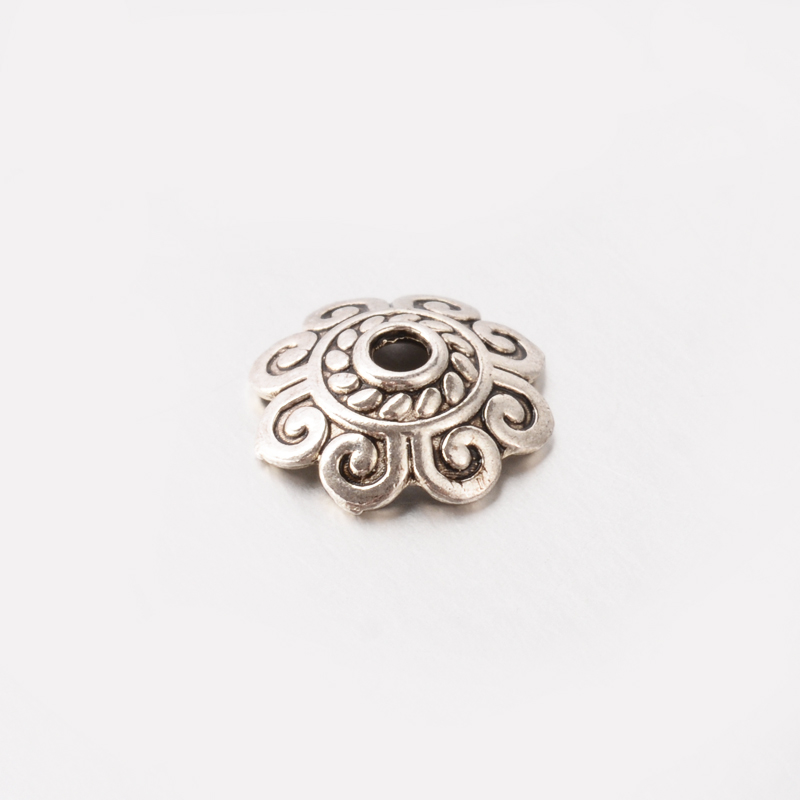 PandaHall More-Petal Tibetan Style Alloy Bead Cap, Flower, Lead Free, Antique Silver, 3x10mm, Hole: 2mm Alloy