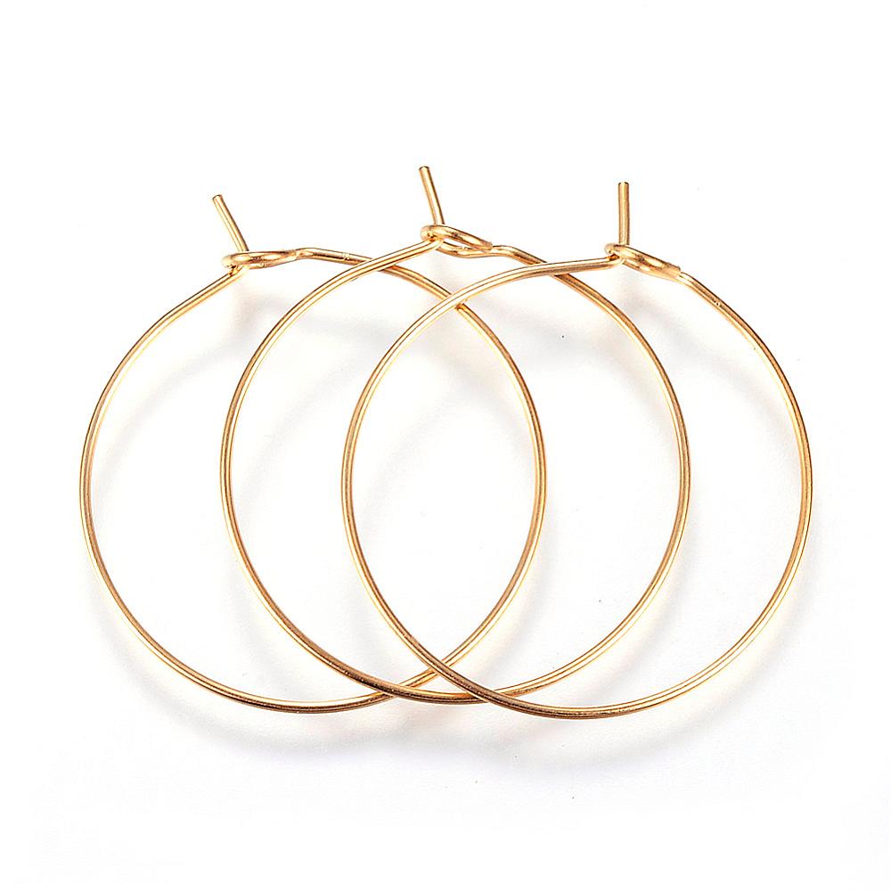 PandaHall 316L Stainless Steel Hoop Earring Findings, Wine Glass Charms Findings, Golden, 30x25x0.8mm Stainless Steel