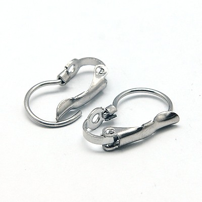PandaHall 304 Stainless Steel Leverback Earring Findings, Stainless Steel Color, 15.5x11mm, Hole: 1.5mm; Pin: 0.7mm Stainless Steel