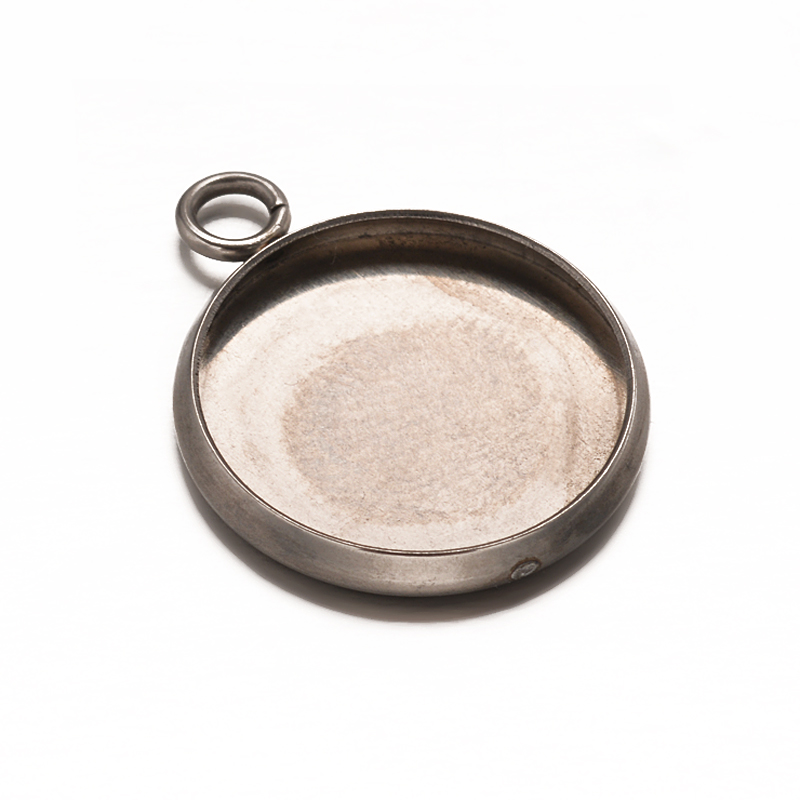 PandaHall Flat Round 304 Stainless Steel Pendant Cabochon Settings, Stainless Steel Color, Tray: 12mm; 18x14x2mm, Hole: 2.5mm Stainless...