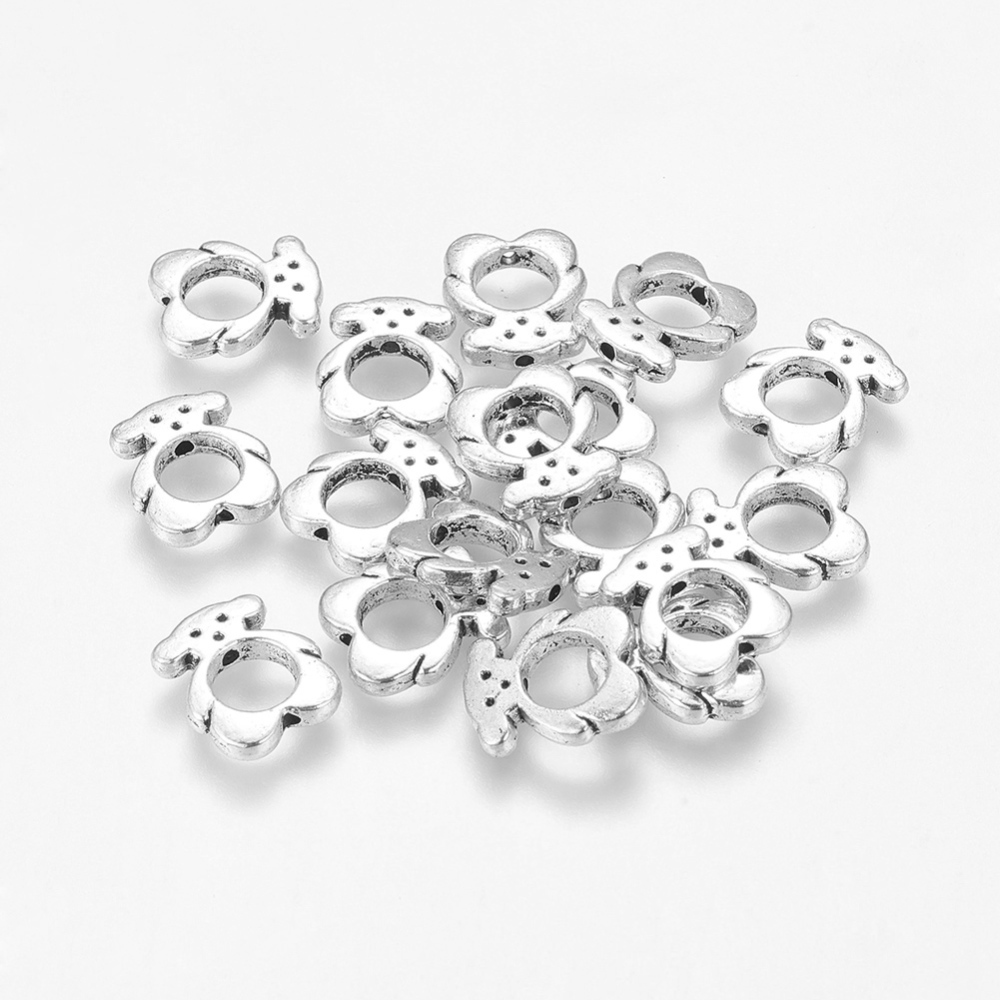 PandaHall Tibetan Style Bear Bead Frames, Lead Free, Nickel Free and Cadmium Free, Antique Silver, about 12.5mm long, 11mm wide, 2.5mm thick...