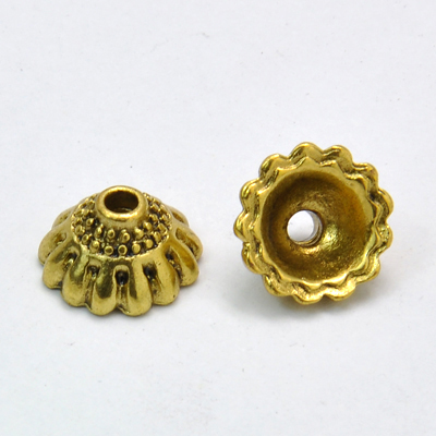 PandaHall Tibetan Silver Bead Caps, Lead Free & Nickel Free & Cadmium Free, Antique Golden Color, about 10mm in diameter, 5.5mm thick, hole...