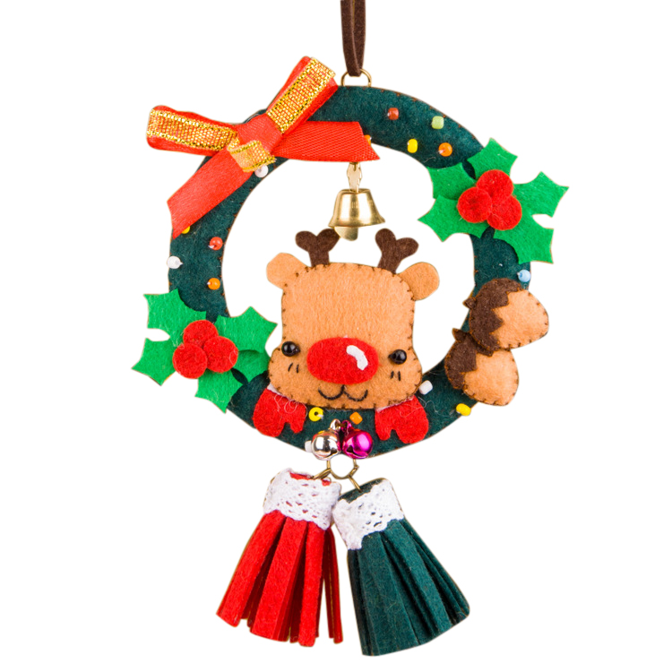 PandaHall Non Woven Fabric Embroidery Needle Felt for Kids DIY Crafts, Car Hanging Pendant Decoration for Christmas, Colorful, 140x100mm...