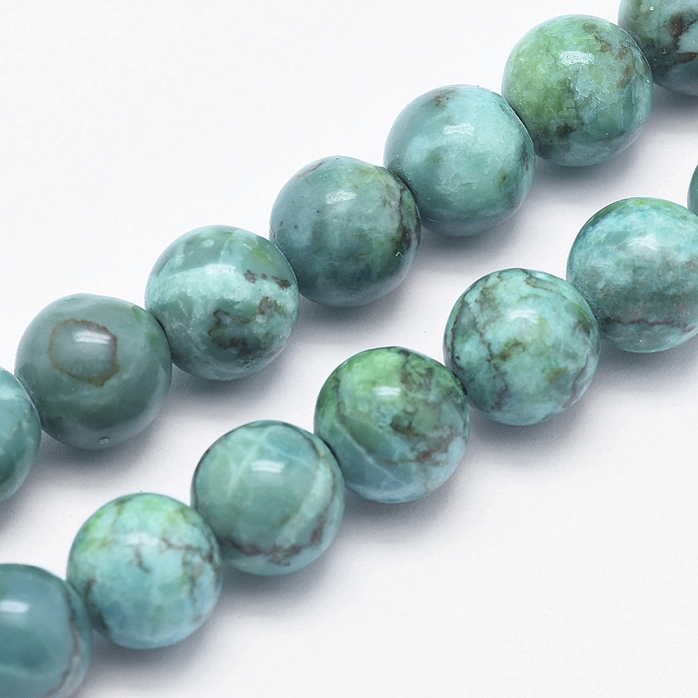 PandaHall Natural African Turquoise Beads Strands, Round, Dyed & Heated, DarkCyan, 8mm, Hole: 1mm; about 48pcs/strand, 15.7"(40cm) African...
