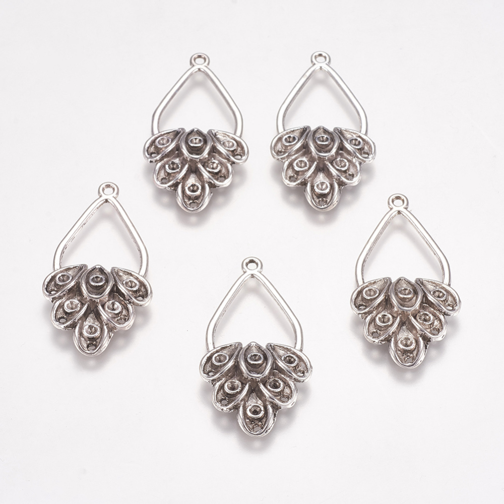 PandaHall Alloy Cabochon Connector Settings, Lead Free and Cadmium Free, Drop, Antique Silver, Lead Free and Cadmium Free and Nickel Free...