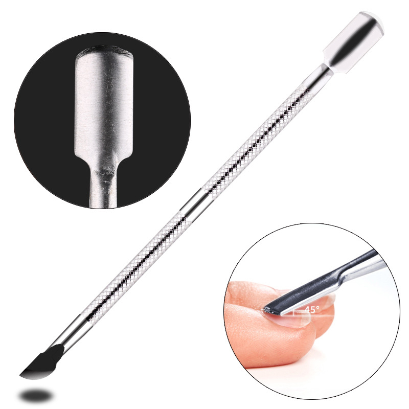 PandaHall Double Head Stainless Steel Cuticle Pusher, Hard Skin Remover, 12.5cm Stainless Steel