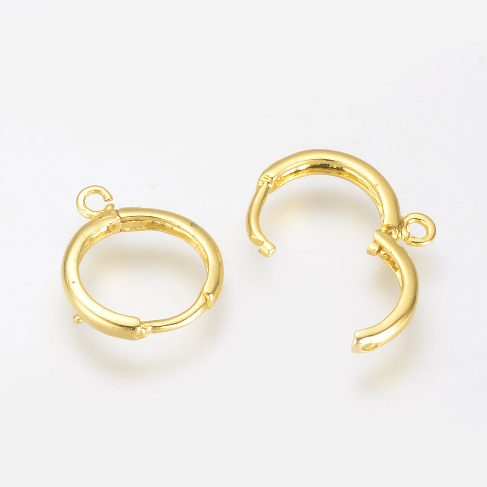 PandaHall Brass Lever Back Hoop Earrings, Golden, 16~17x14mm, Hole: 2mm Brass