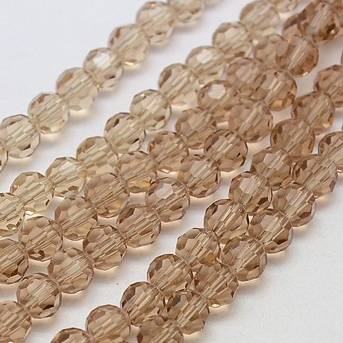 PandaHall Glass Beads Strands, Faceted, Round, BurlyWood, 6mm, Hole: 1mm; about 91pcs/strand, 21.5" Glass Round Orange