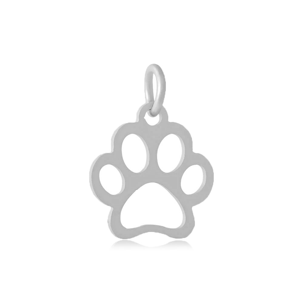 PandaHall 304 Stainless Steel Pendants, Dog Paw Prints, Stainless Steel Color, 13x12x1mm, Hole: 4mm Stainless Steel Dog