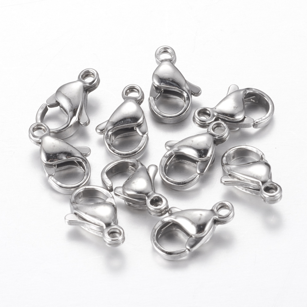 PandaHall 304 Stainless Steel Lobster Claw Clasps, Grade A, Nickel Free, Size: about 7mm wide, 11mm long, 3.5mm thick, hole: 1.5mm Stainless...