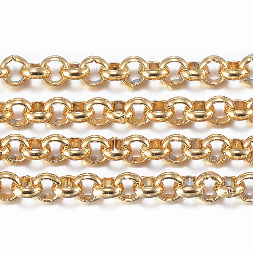 PandaHall 304 Stainless Steel Rolo Chains, with Spool, Golden, 2.5x0.8mm, about 10m/roll Stainless Steel