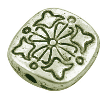 PandaHall Tibetan Silver Beads, Lead Free & Nickel Free & Cadmium Free, Square with Flower, Antique Bronze Color, about 10.5mm long, 10.5mm...