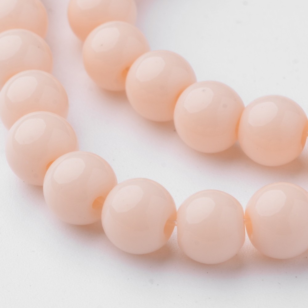 PandaHall Glass Beads Strands, Round, Dyed, NavajoWhite, 6mm, Hole: 1mm; about 52pcs/strand, 11.4" Glass Round Orange