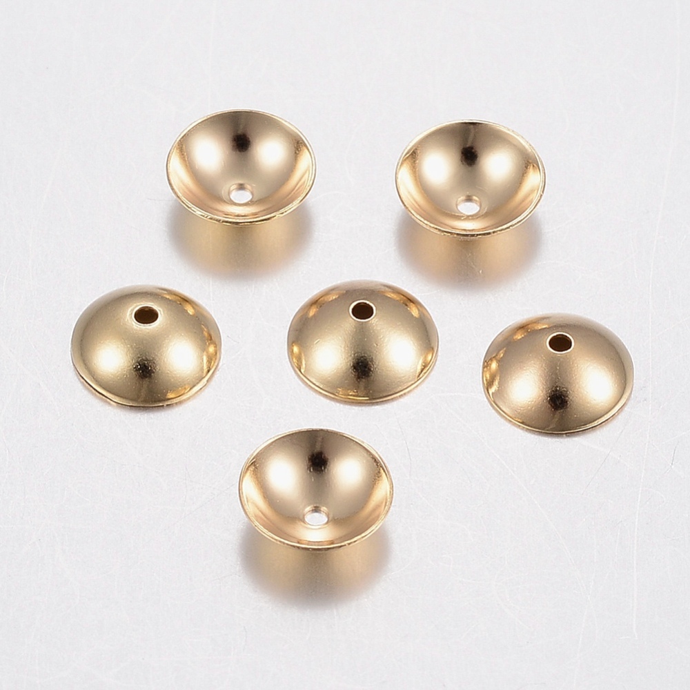 PandaHall 304 Stainless Steel Bead Caps, Apetalous, Golden, 6x2mm, Hole: 0.8mm Stainless Steel